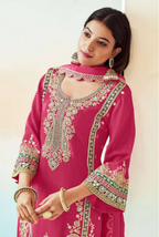 Lorenvalley Fashion Pink Chinon Embroidery With Sequince Work Salwar Kameez Stitched