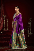 Joban Fashion Purple Paithani Silk Blend Butti Saree - Distacart