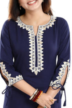 Snehal Creations Graceful Navy Blue Alluring Designer Kurti Tunic with Lace Detailing