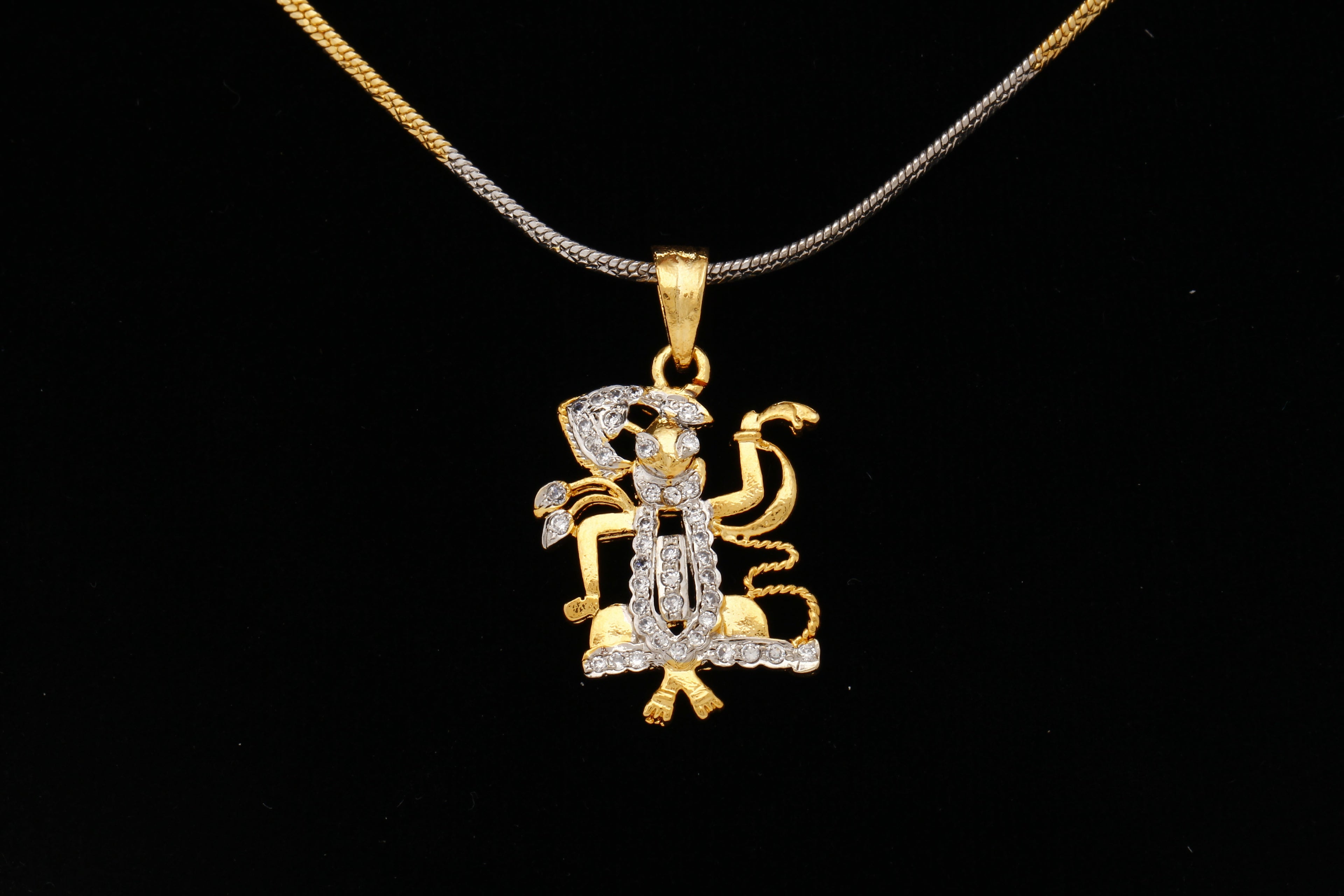 Gold-Polished Alloy Balaji Pendant With Chain - The Pari
