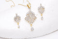 Gold-Polished Alloy American Diamond Pendant Necklace Set - The Pari