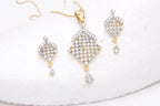 Gold-Polished Alloy American Diamond Pendant Necklace Set - The Pari