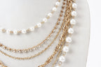 Gold-Polished Alloy Rhinestones And Pearl Layered Necklace - The Pari