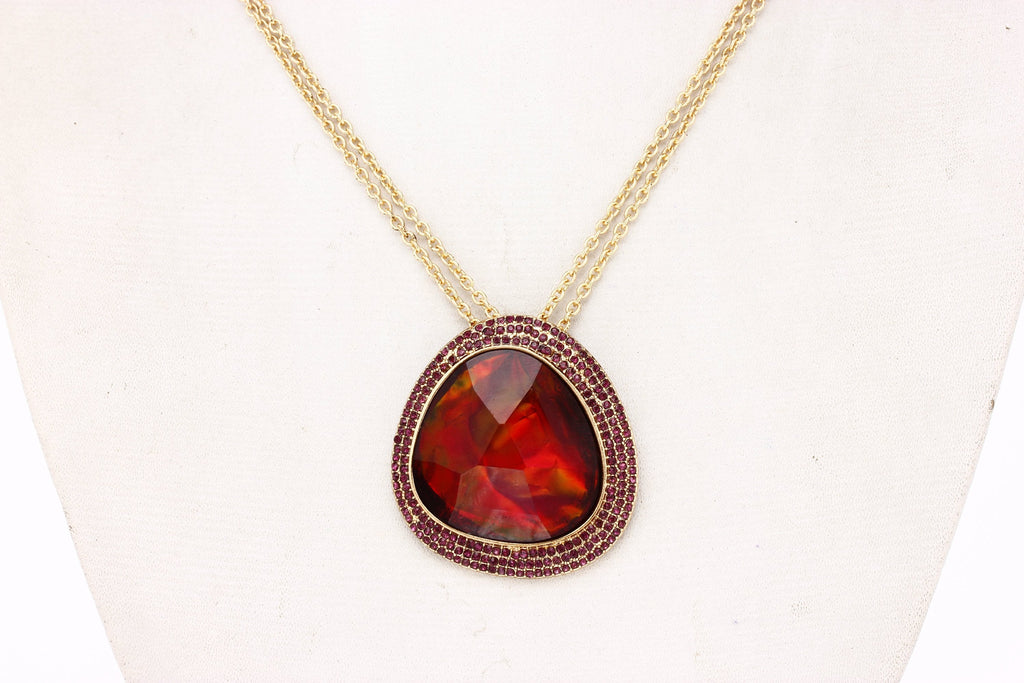 Gold-Polished Alloy Assymetric Stone Studded Pendant Necklace - The Pari