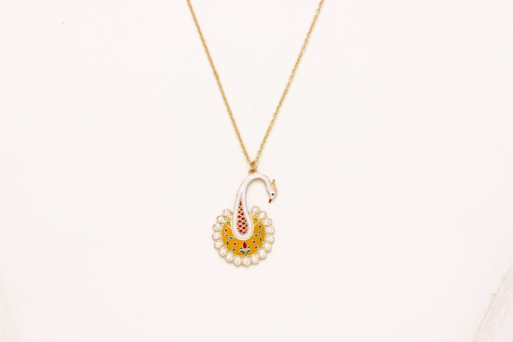 Gold-Polished Alloy Peacock Pendant Necklace - The Pari