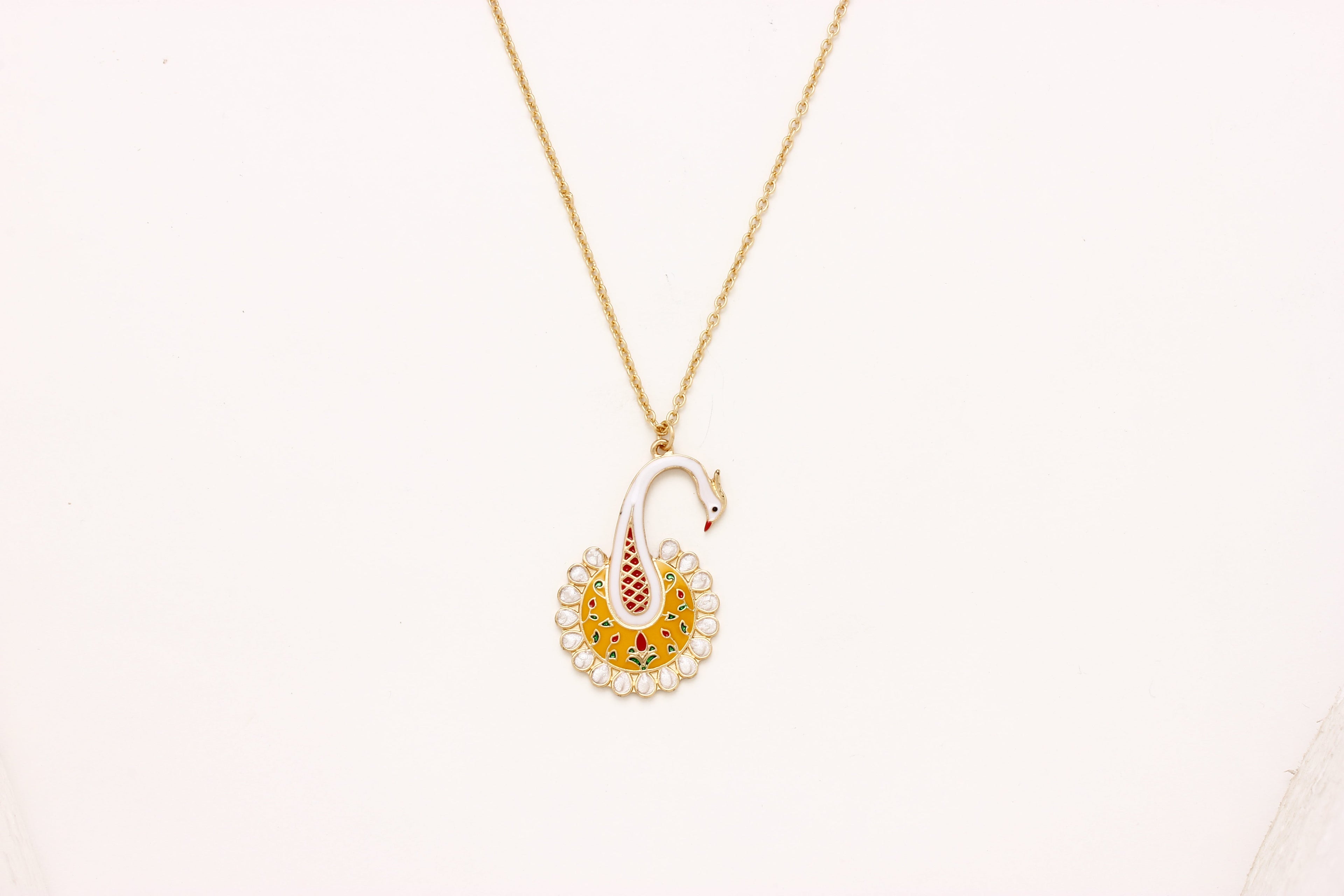 Gold-Polished Alloy Peacock Pendant Necklace - The Pari