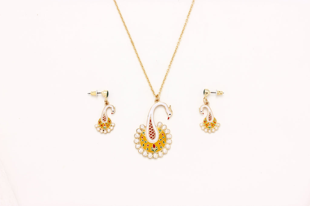 Gold-Polished Alloy Peacock Pendant Necklace - The Pari