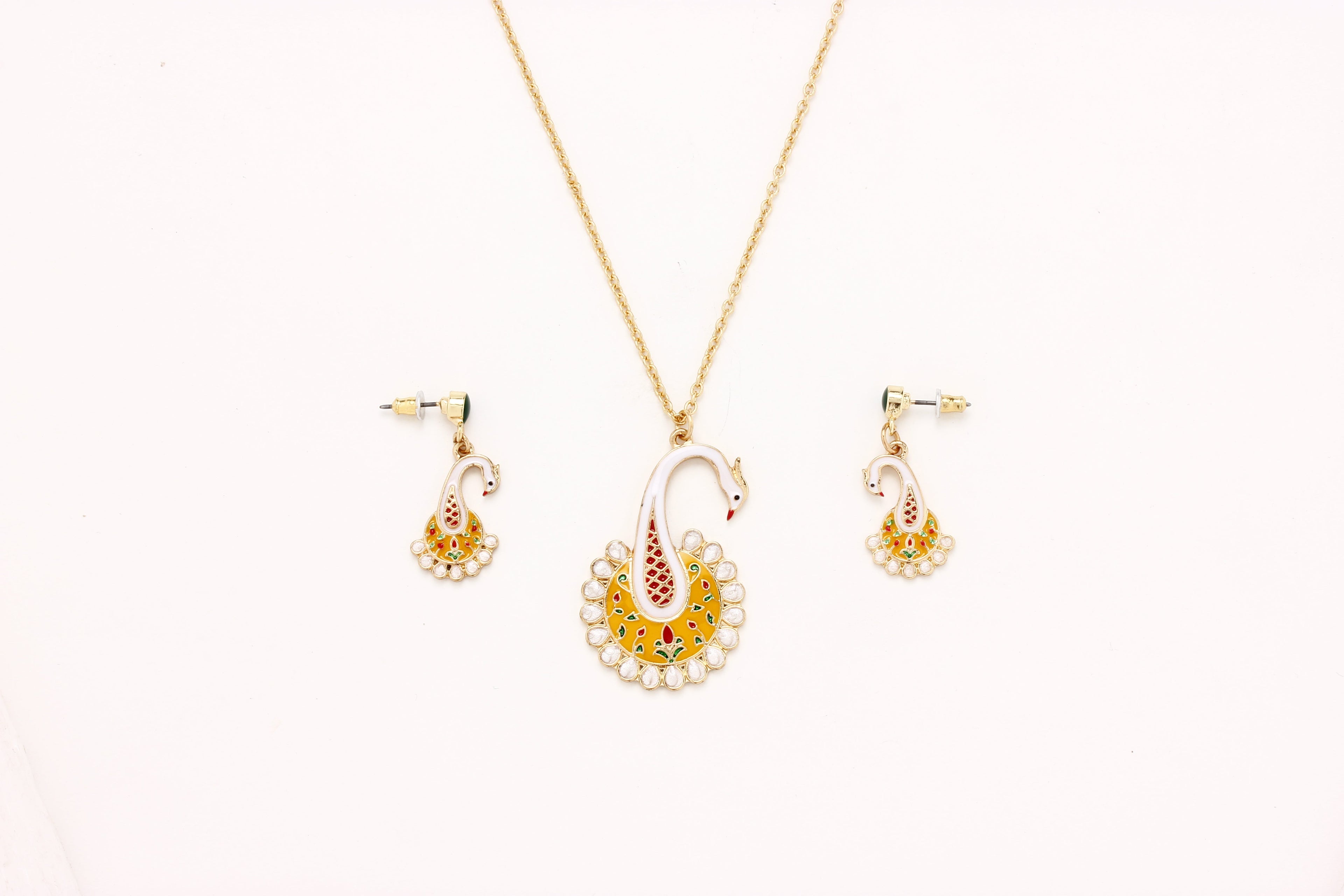 Gold-Polished Alloy Peacock Pendant Necklace - The Pari