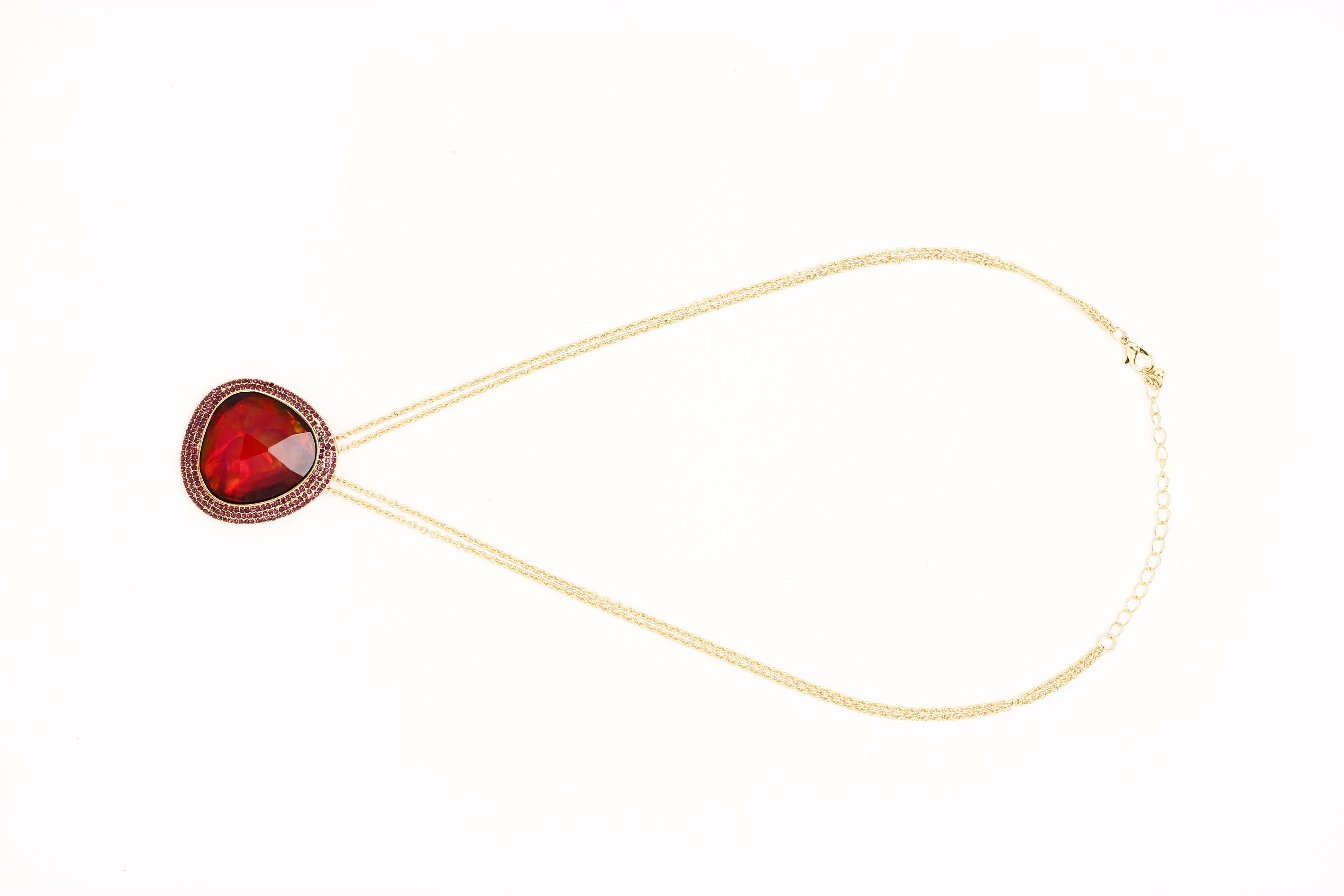 Gold-Polished Alloy Assymetric Stone Studded Pendant Necklace - The Pari