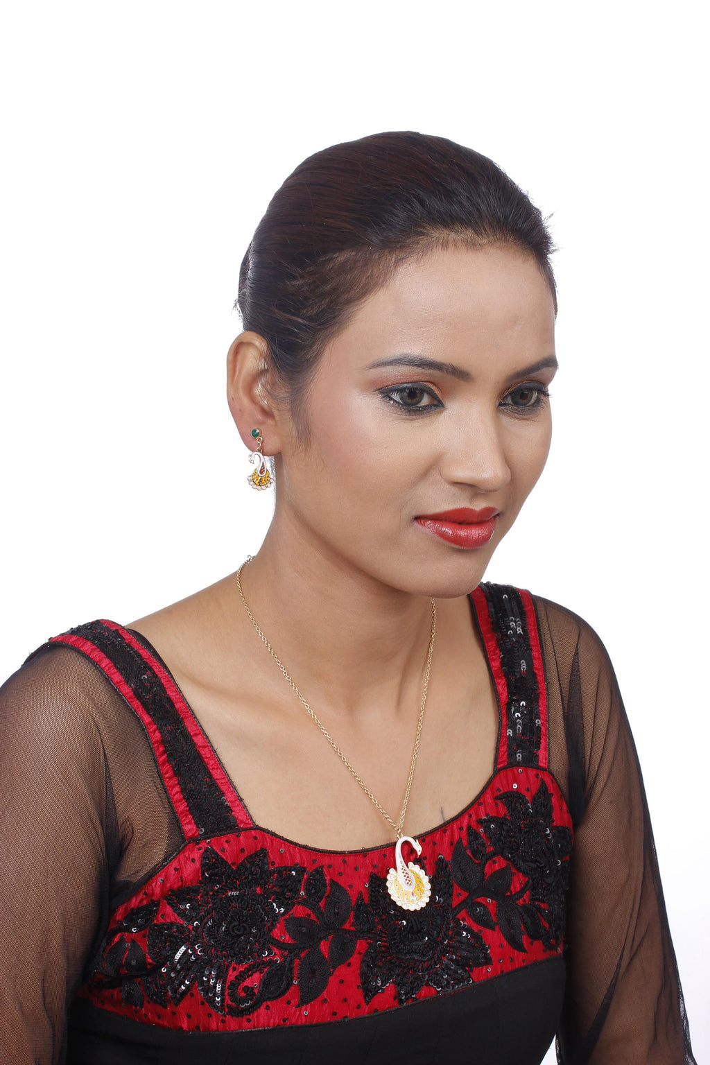 Gold-Polished Alloy Peacock Pendant Necklace - The Pari