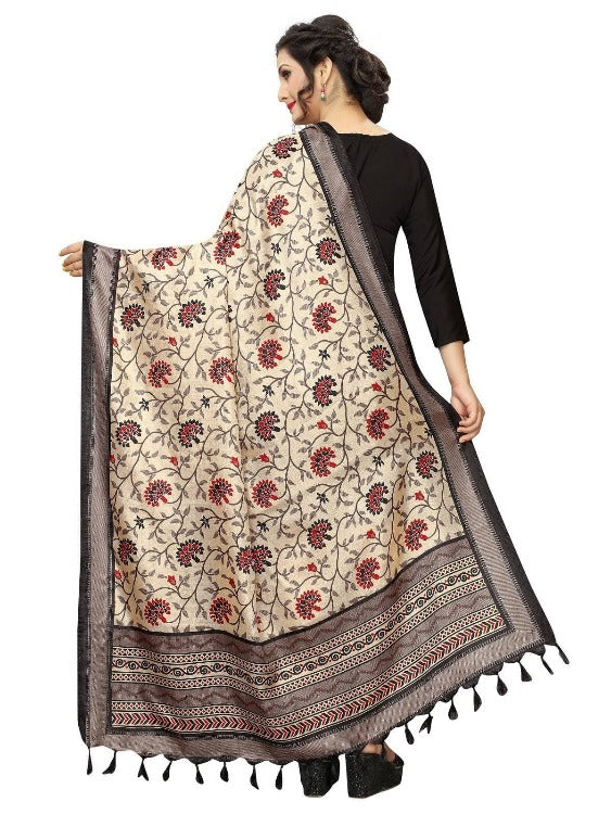 Vamika Black Printed Khadi Bhagalpuri Dupatta