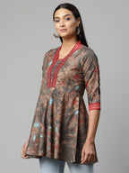 Ahalyaa Women Brown Cotton Digital Printed Tunic - Distacart