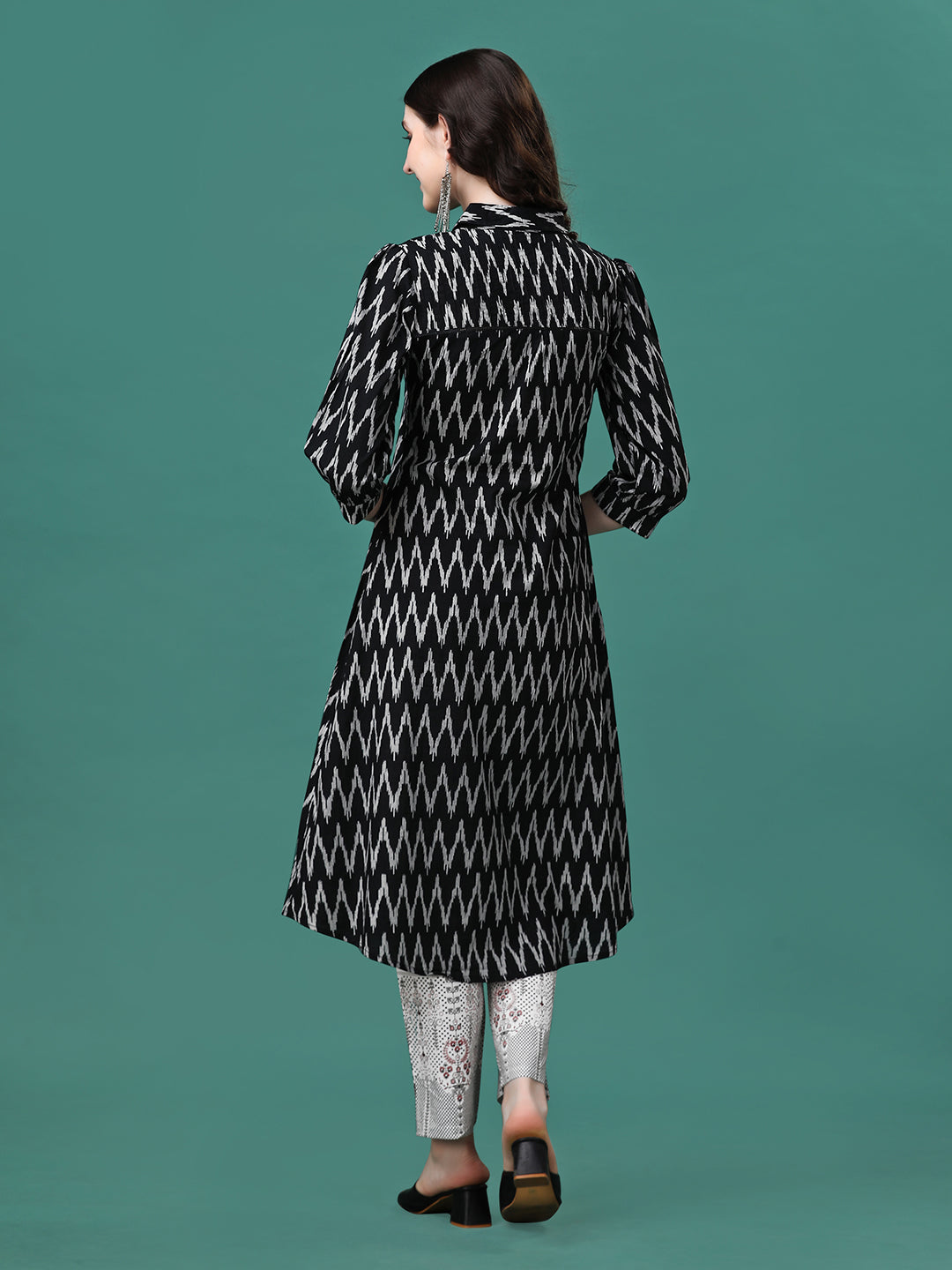 Printed Flared Cotton Kurta With Pant, Multicolor - Hiral Fashion - Distacart