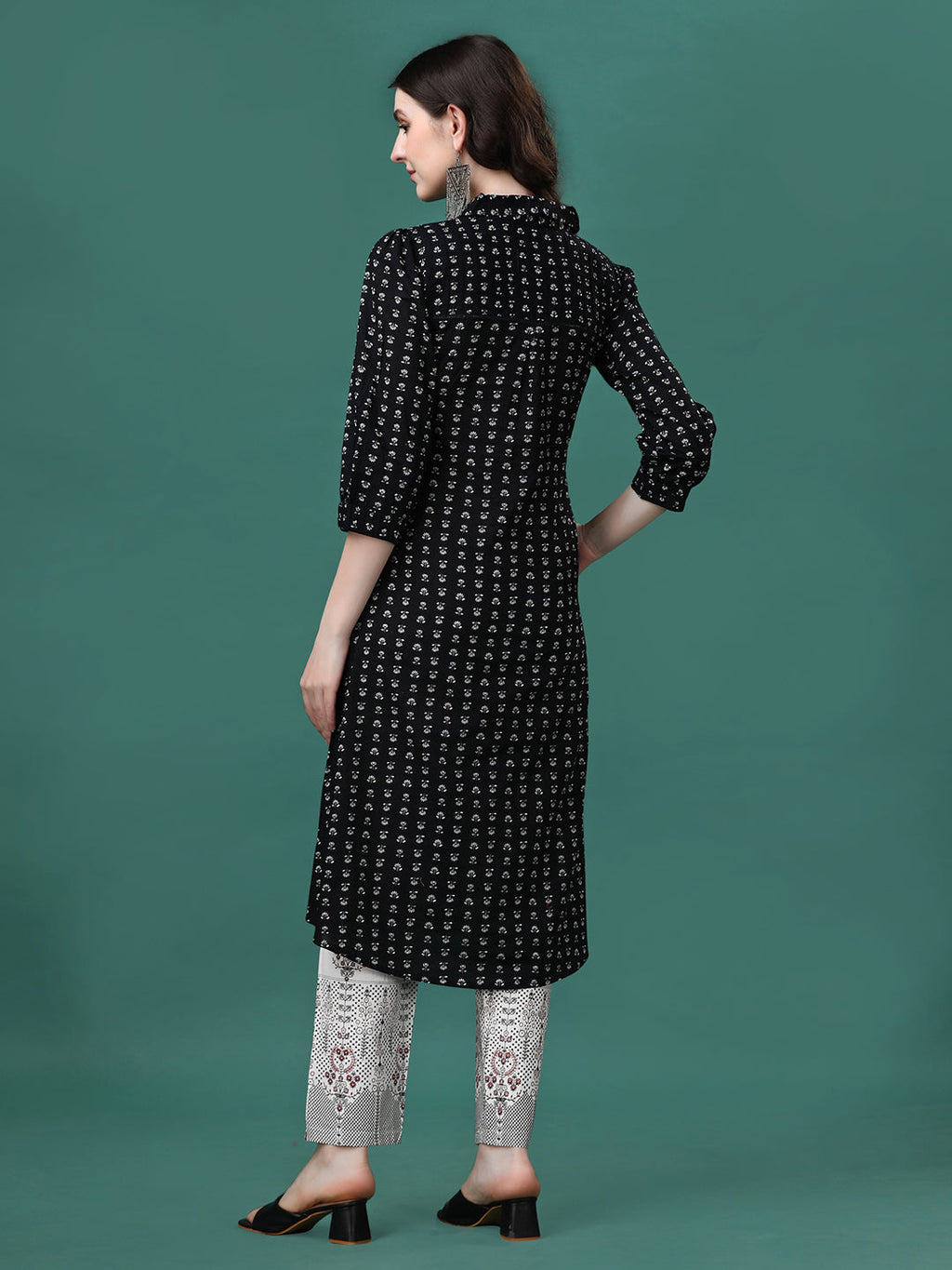 Printed Flared Cotton Kurta With Pant, Multicolor - Hiral Fashion - Distacart