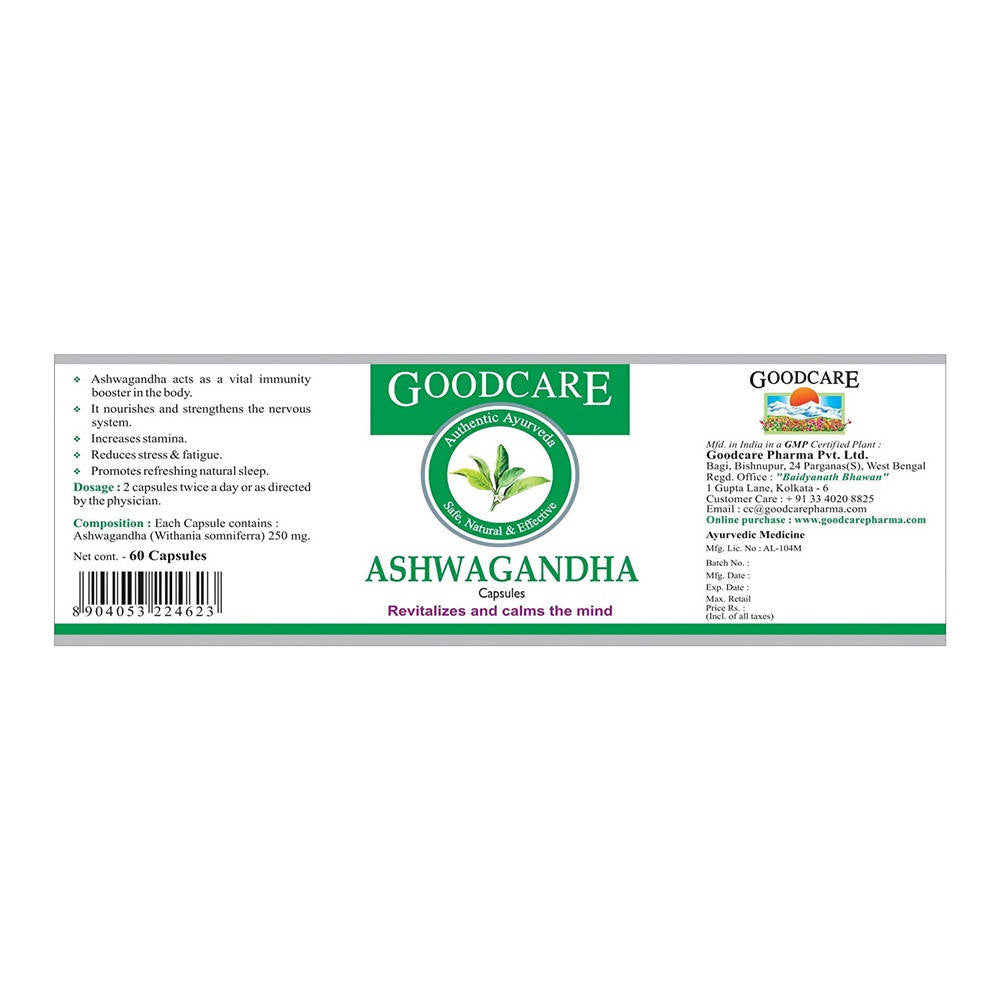 Goodcare Authentic Ayurveda Ashwagandha Capsules - Distacart