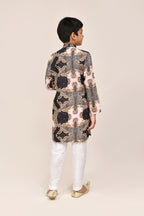 Joban Fashion Cotton Silk Black Kurta With Straight Fit Pant