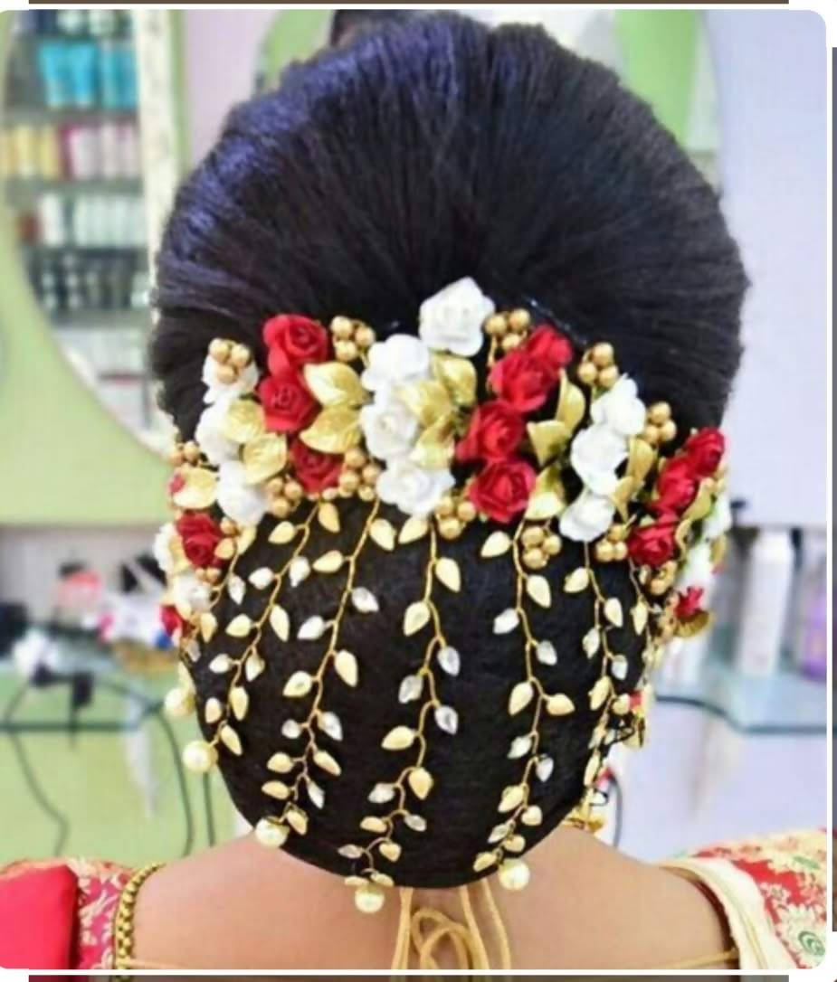 Pink Bridal Hair Juda Gajra for bridal