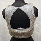 Kia Fashions Ash Grey Golden All Over Embroidered Readymade Blouse - Distacart