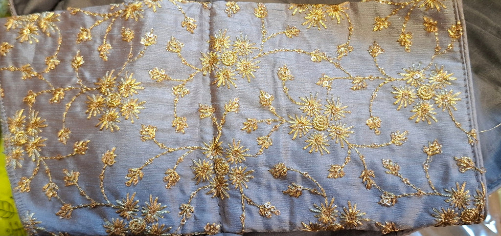 Kia Fashions Ash Grey Golden All Over Embroidered Readymade Blouse - Distacart