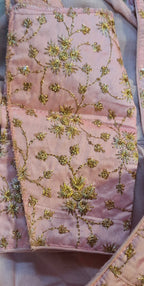 Kia Fashions Baby Pink Golden All Over Embroidered Readymade Blouse - Distacart