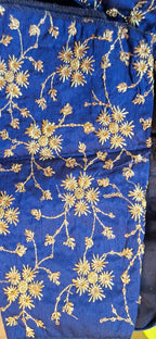 Kia Fashions Cobalt Blue Golden All Over Embroidered Readymade Blouse - Distacart