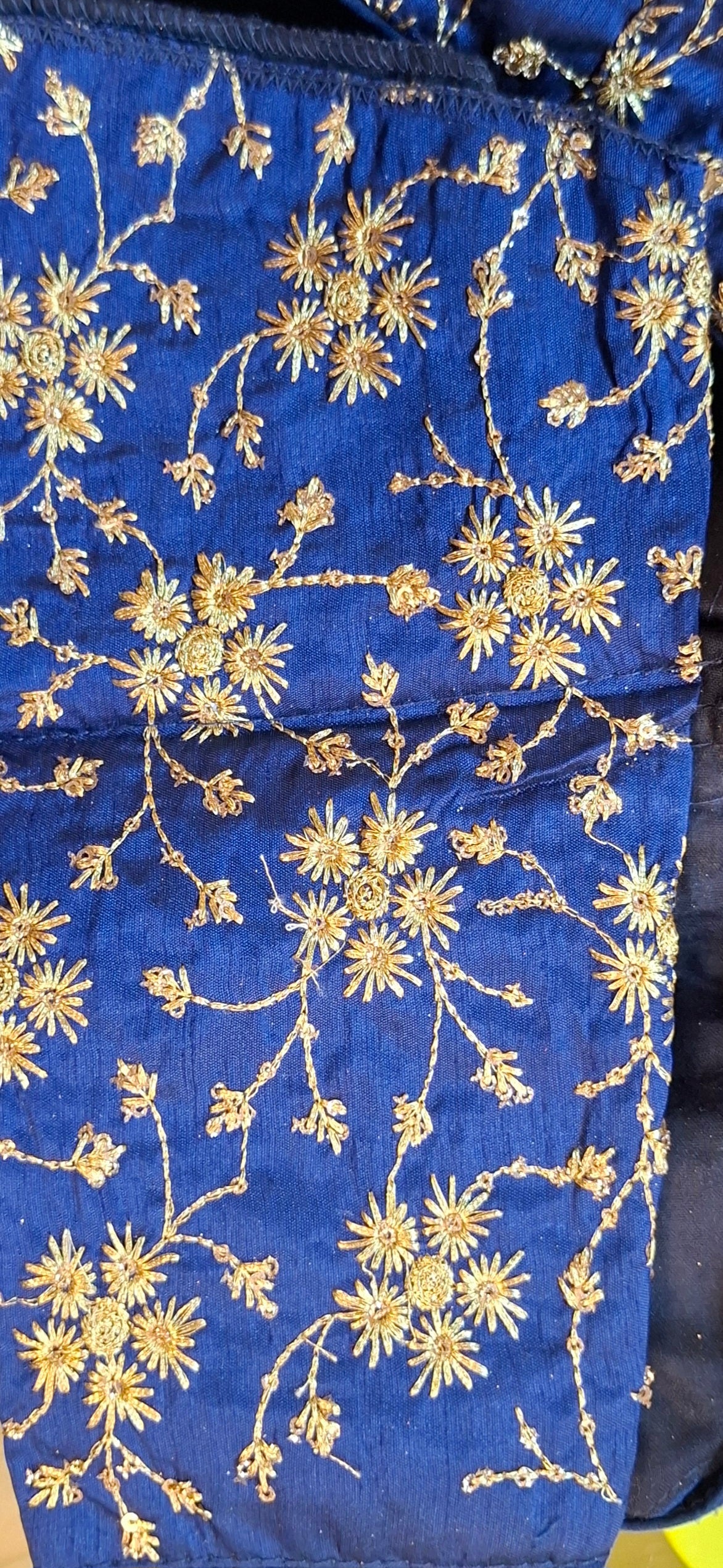 Kia Fashions Cobalt Blue Golden All Over Embroidered Readymade Blouse - Distacart