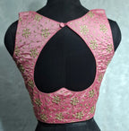Kia Fashions Pink Golden All Over Embroidered Readymade Blouse - Distacart