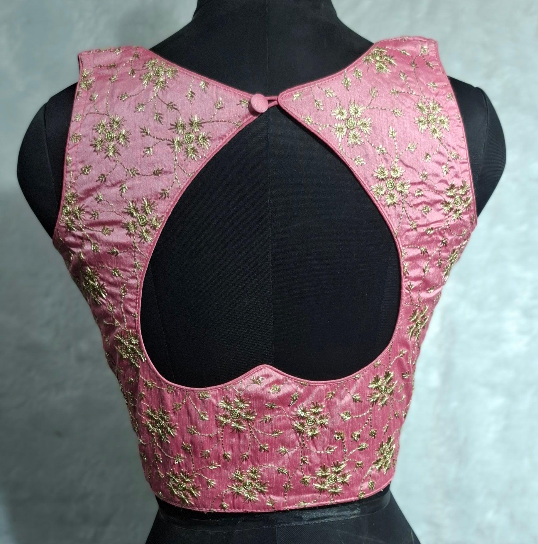 Kia Fashions Pink Golden All Over Embroidered Readymade Blouse - Distacart