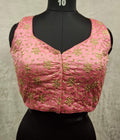 Kia Fashions Pink Golden All Over Embroidered Readymade Blouse - Distacart