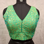 Kia Fashions Green Twin Tone Golden All Over Sequins Readymade Blouse - Distacart