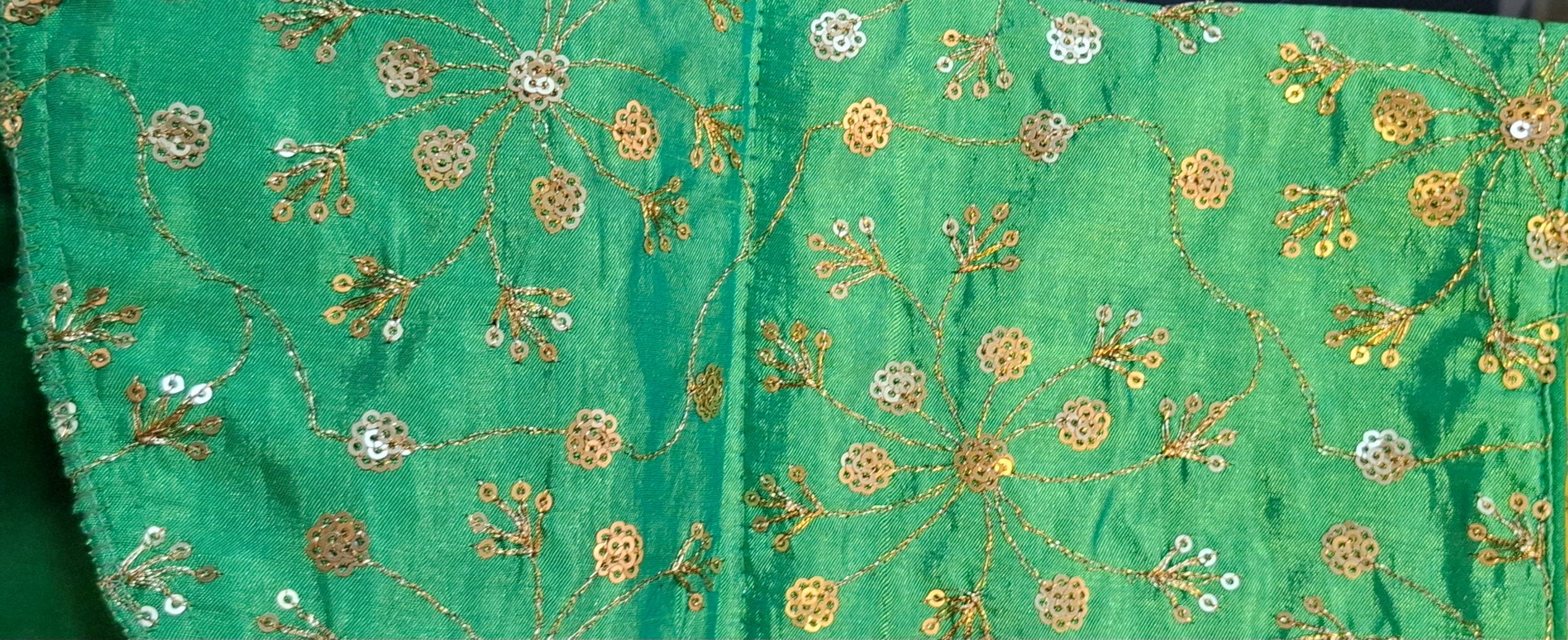 Kia Fashions Green Twin Tone Golden All Over Sequins Readymade Blouse - Distacart