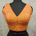 Kia Fashions Orange Twin Tone Golden All Over Sequins Readymade Blouse - Distacart