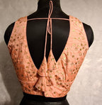 Kia Fashions Peach Twin Tone Golden All Over Sequins Readymade Blouse - Distacart