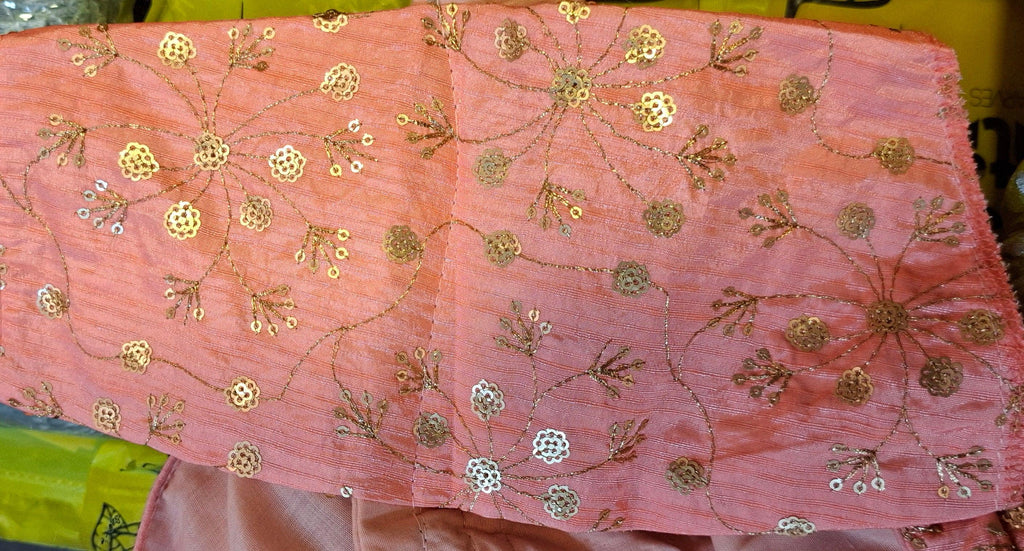 Kia Fashions Peach Twin Tone Golden All Over Sequins Readymade Blouse - Distacart