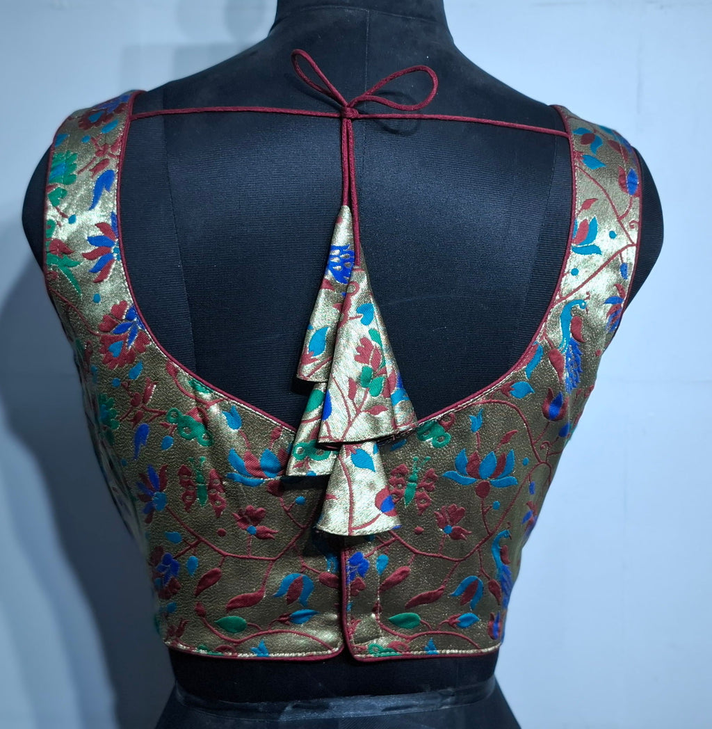 Kia Fashions Maroon Jacquard Weave Multi Color Paithani Readymade Blouse - Distacart