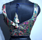 Kia Fashions Navy Blue Jacquard Weave Multi Color Paithani Readymade Blouse - Distacart