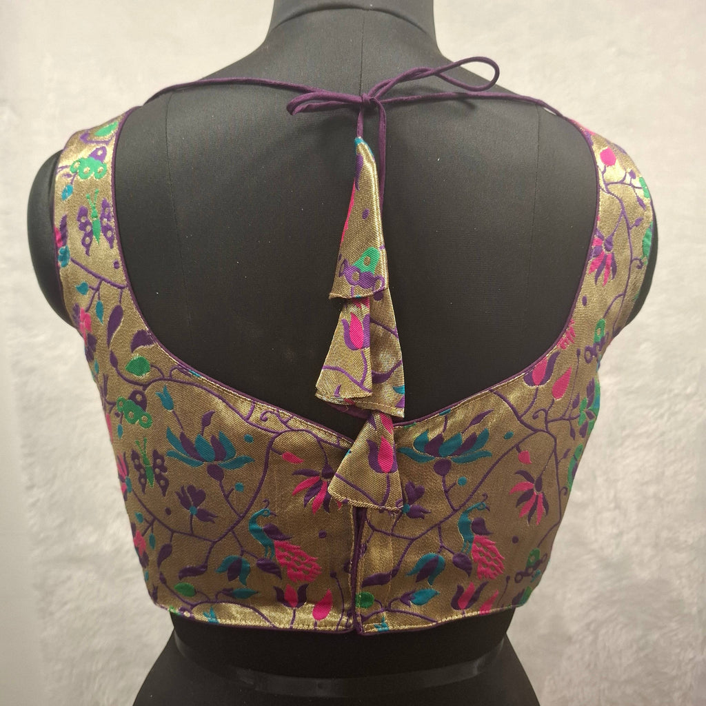 Kia Fashions Purple Jacquard Weave Multi Color Paithani Readymade Blouse - Distacart