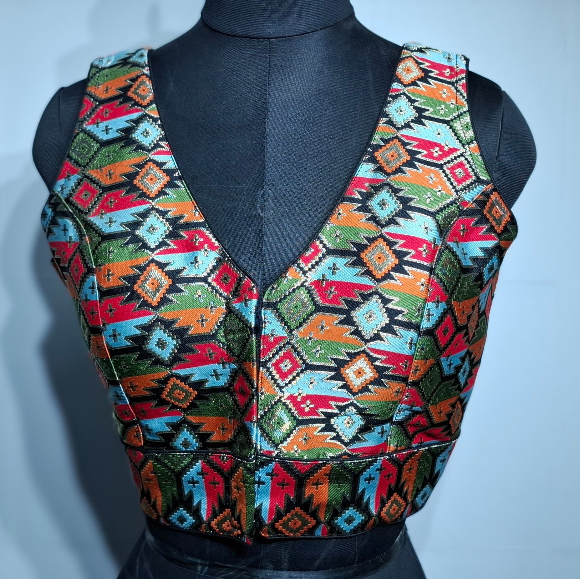 Kia Fashions Black Multi Color Weave Readymade Blouse - Distacart