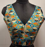 Kia Fashions Cobalt Blue Multi Color Weave Readymade Blouse - Distacart