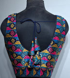 Kia Fashions Navy Blue Multi Color Weave Readymade Blouse