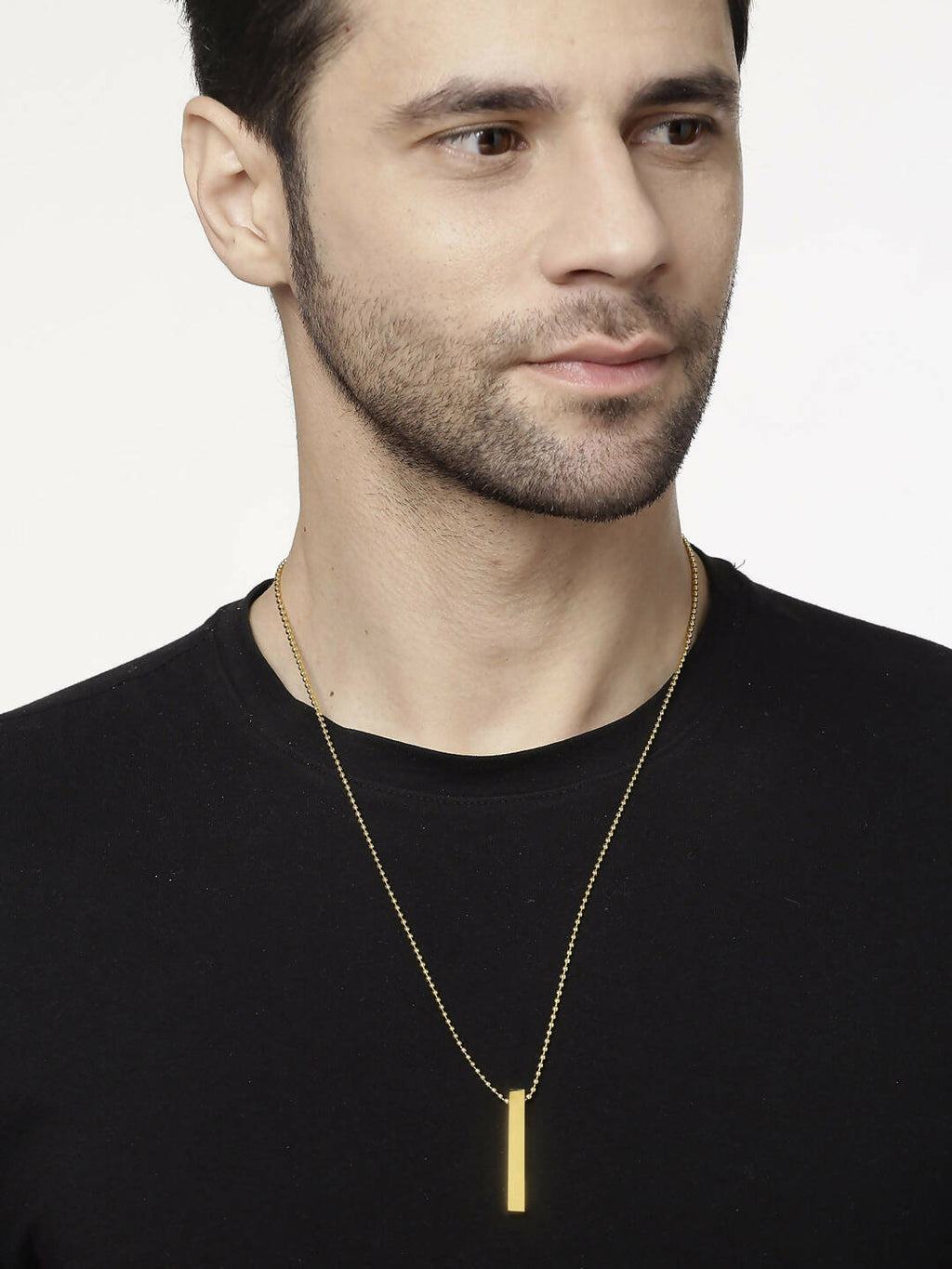 NVR Men Gold-Polished Geomatric Pendent With Chain