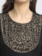 Rudra Bazaar Black Block Printed Flared Ethnic Kurta - Distacart
