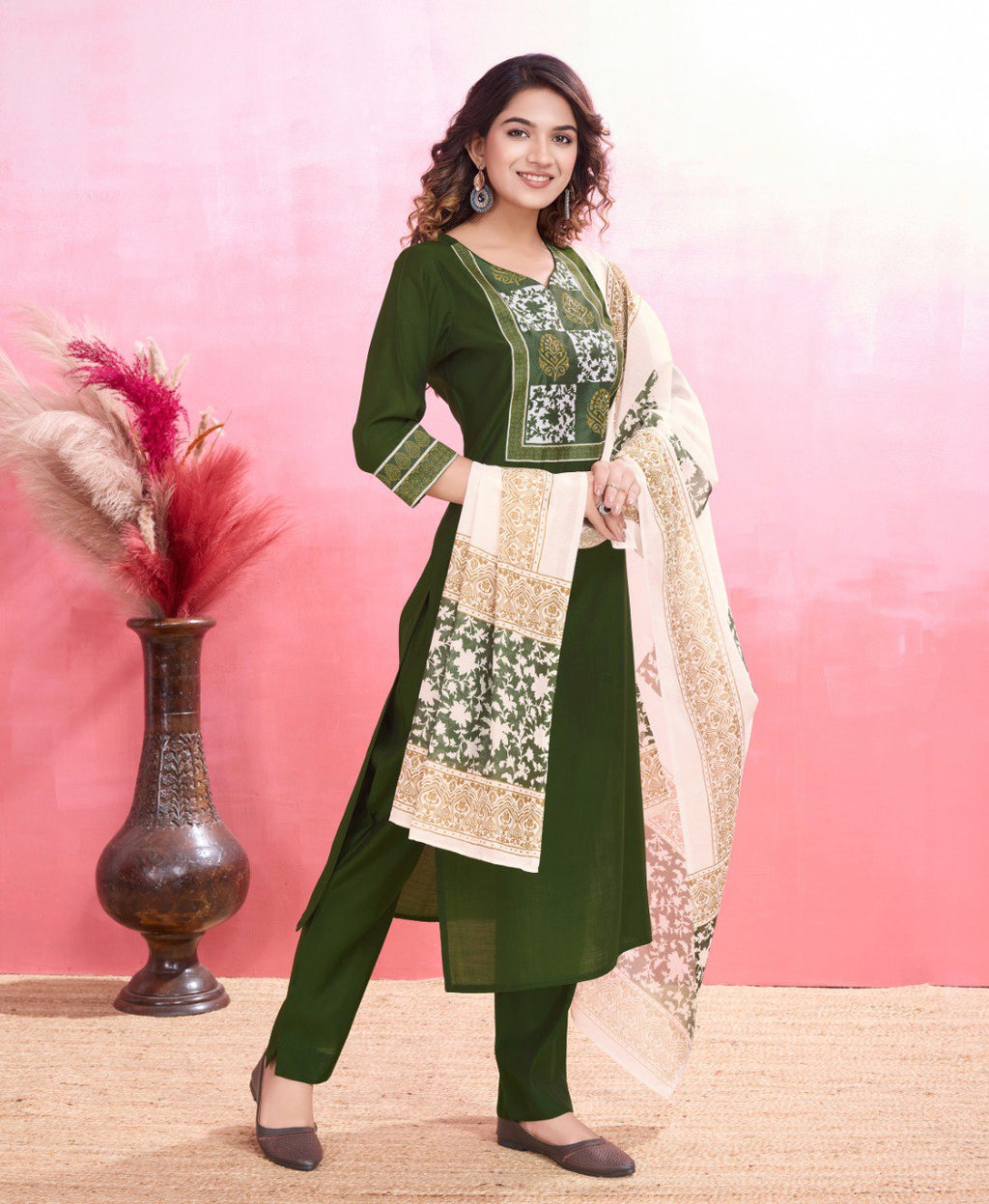 Prazu Fashion Mahendi Viscose Silk Printed Kurta Set - Distacart
