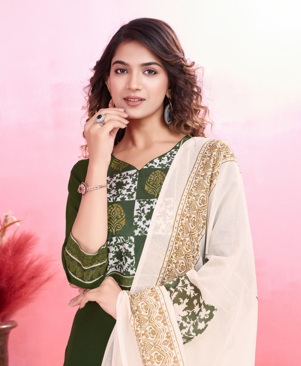 Prazu Fashion Mahendi Viscose Silk Printed Kurta Set - Distacart