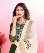 Prazu Fashion Mahendi Viscose Silk Printed Kurta Set - Distacart