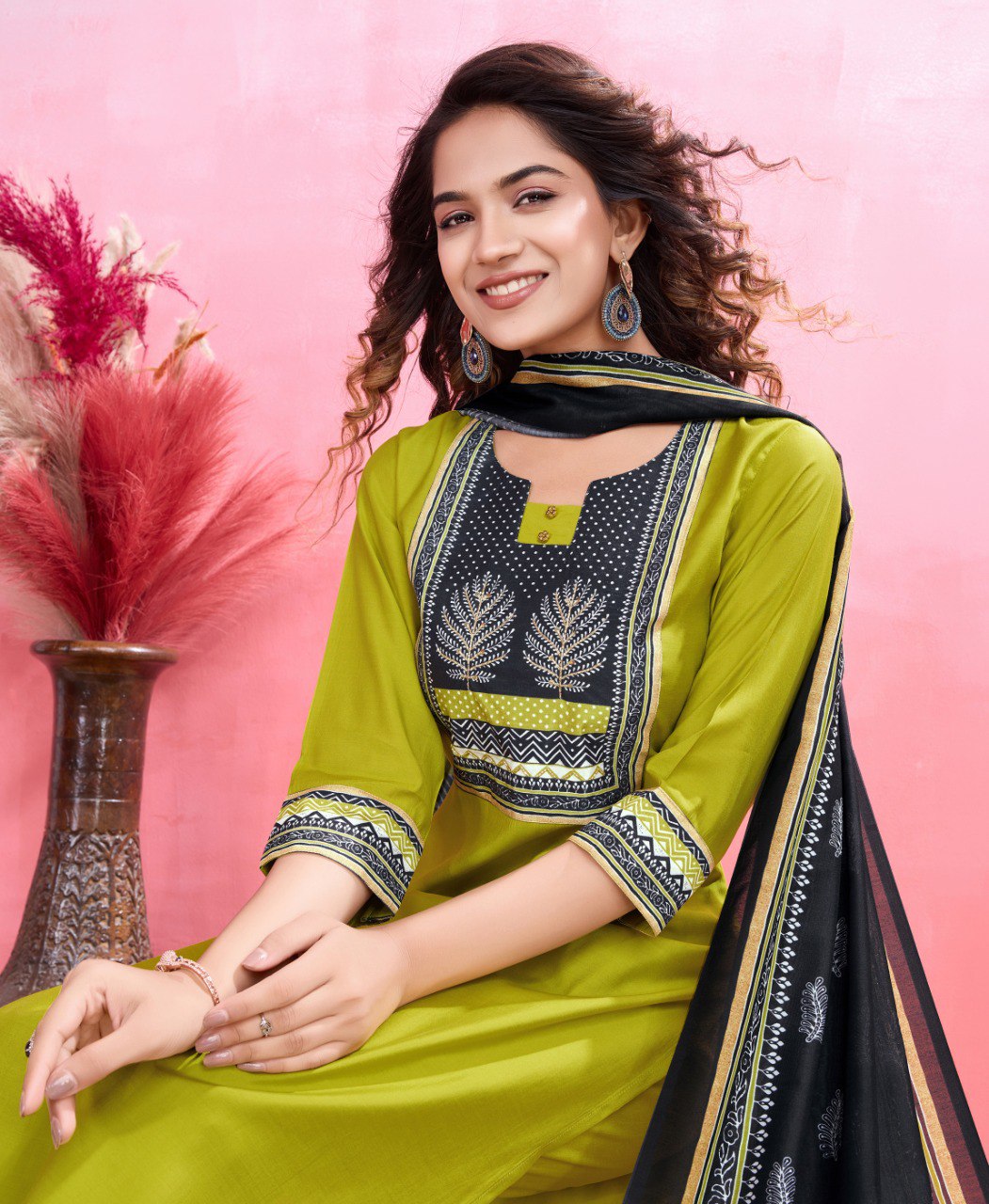 Prazu Fashion Parrot Green Viscose Silk Printed Kurta Set - Distacart
