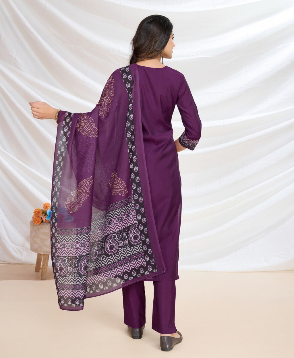 Prazu Fashion Purple Viscose Silk Printed Kurta Set - Distacart