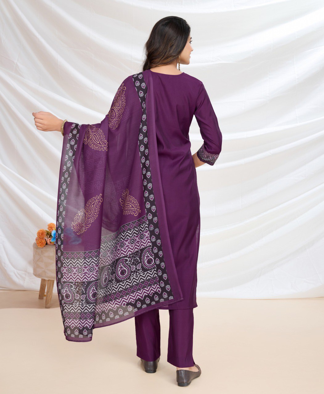 Prazu Fashion Purple Viscose Silk Printed Kurta Set - Distacart