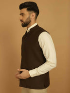 Even Apparels Pure Wool Nehru Jacket - Brown