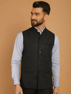 Even Apparels Pure Wool Nehru Jacket - Blue